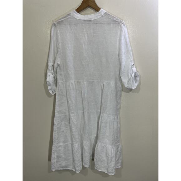 Cottage Coastal Boho Victorian Linen Peasant Dress S Prairie Lounge Italy Patio - Picture 9 of 15